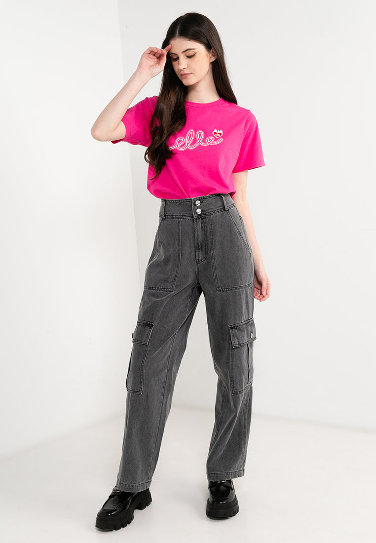 ELLE Leisure The Wonder Collection: Embroidered Logo Burning Love Badge Big Tee