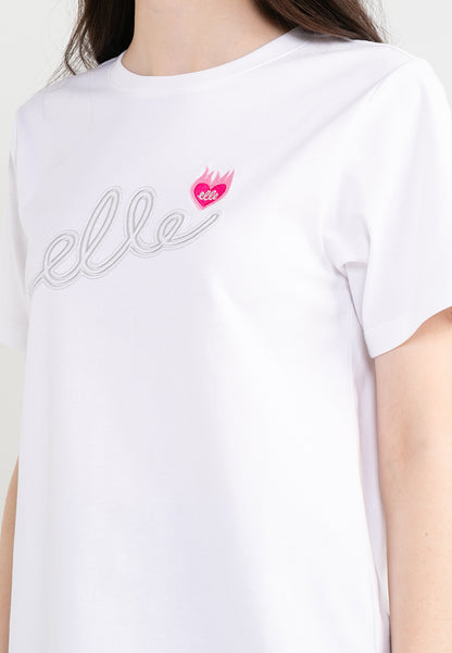 ELLE Leisure The Wonder Collection: Embroidered Logo Burning Love Badge Big Tee