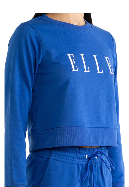 ELLE Leisure Logo Round Neck Cropped Sweatshirt