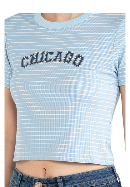 VOIR JEANS Chicago Striped Crop Top