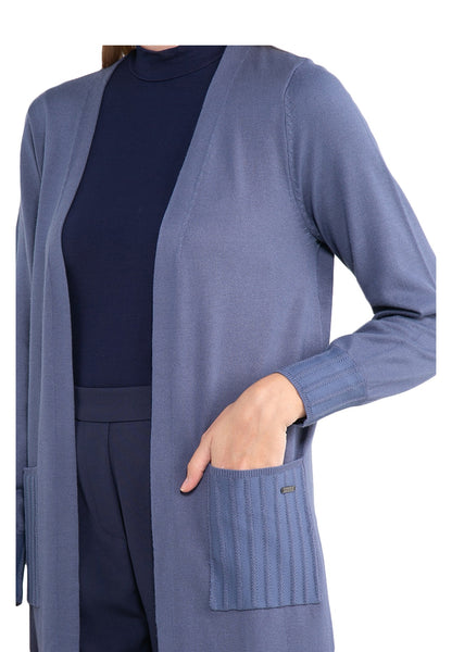 ELLE Apparel Drop Shoulder Buttonless Long Knit Cardigan