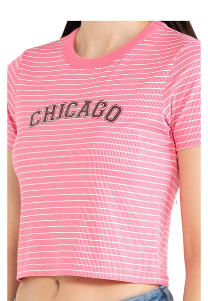 VOIR JEANS Chicago Striped Crop Top