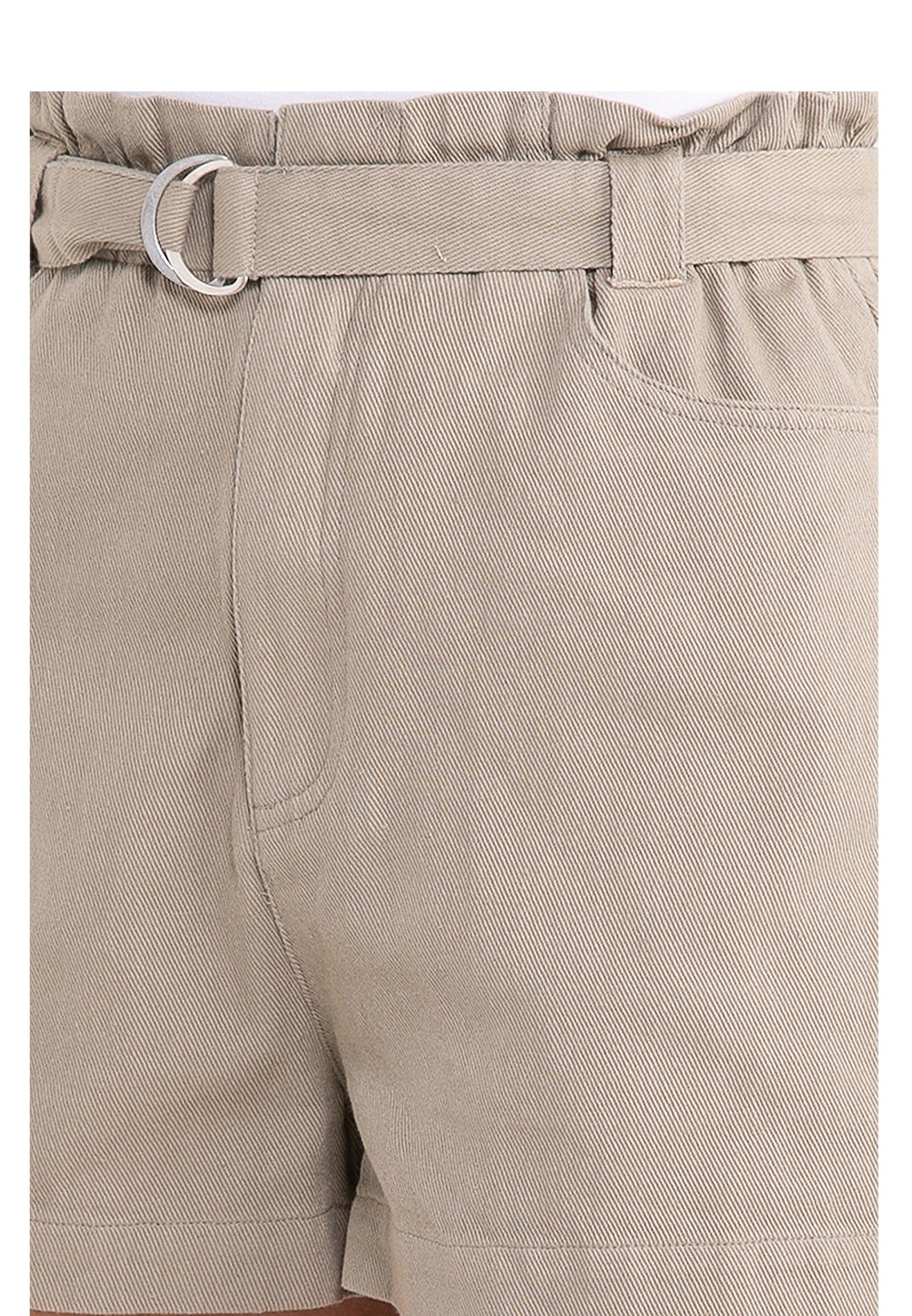 ELLE Apparel Belted Cotton Twill Tailored Shorts