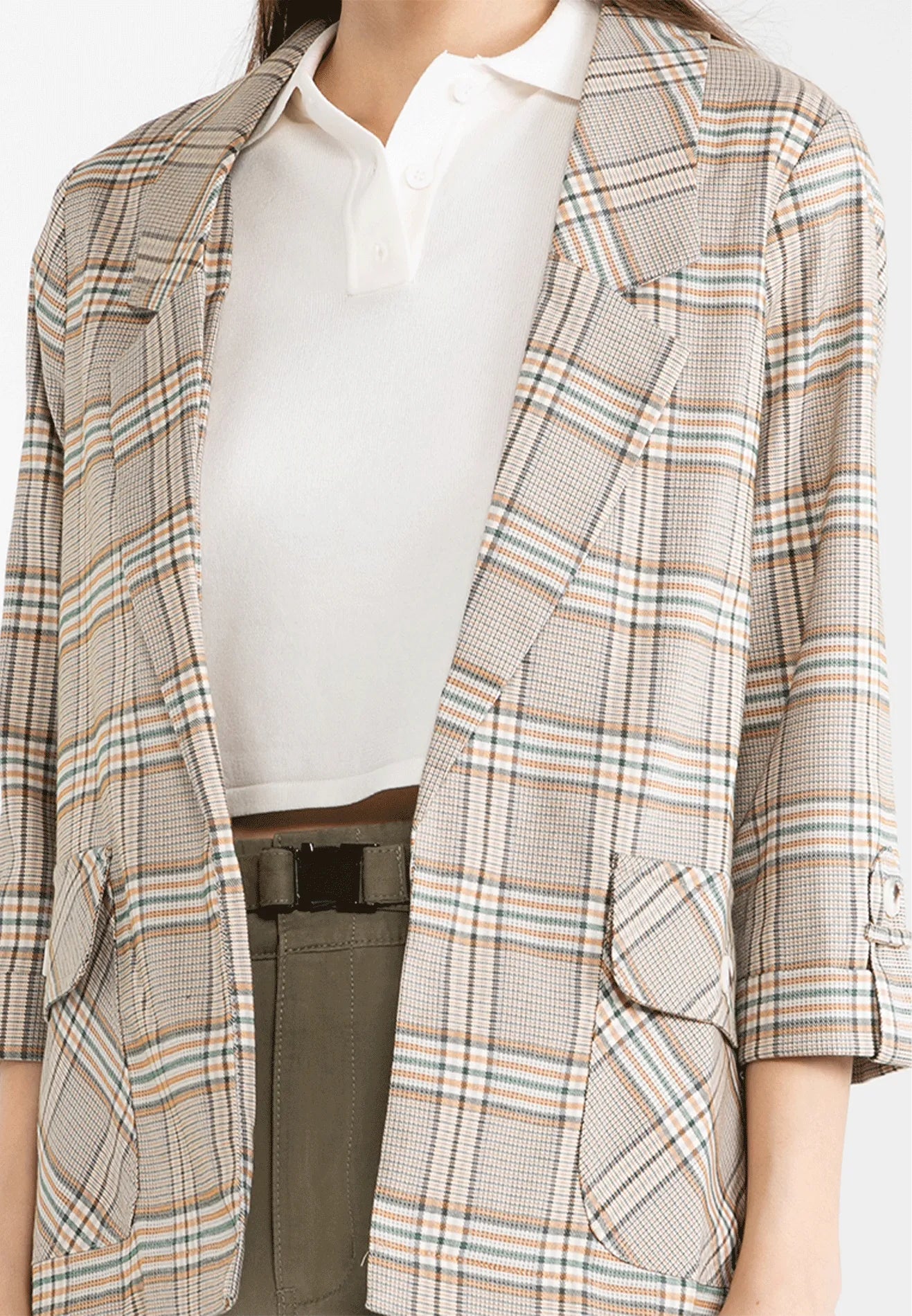 VOIR JEANS Hey Summer Collection: Checkered Double Pockets Blazer