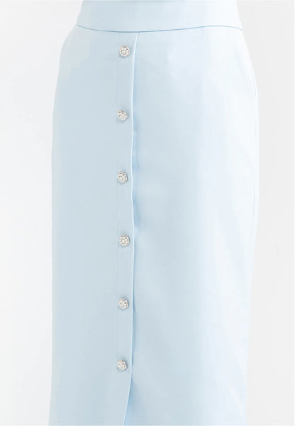 Pearl Buttons Detail Maxi Pencil Skirt