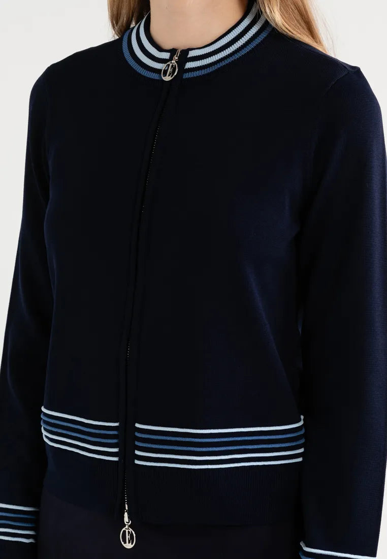 ELLE Active Stripe Details Zipper Knit Jacket