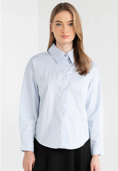 Basic Hi-Low Shirt with Back Floral Knotted
