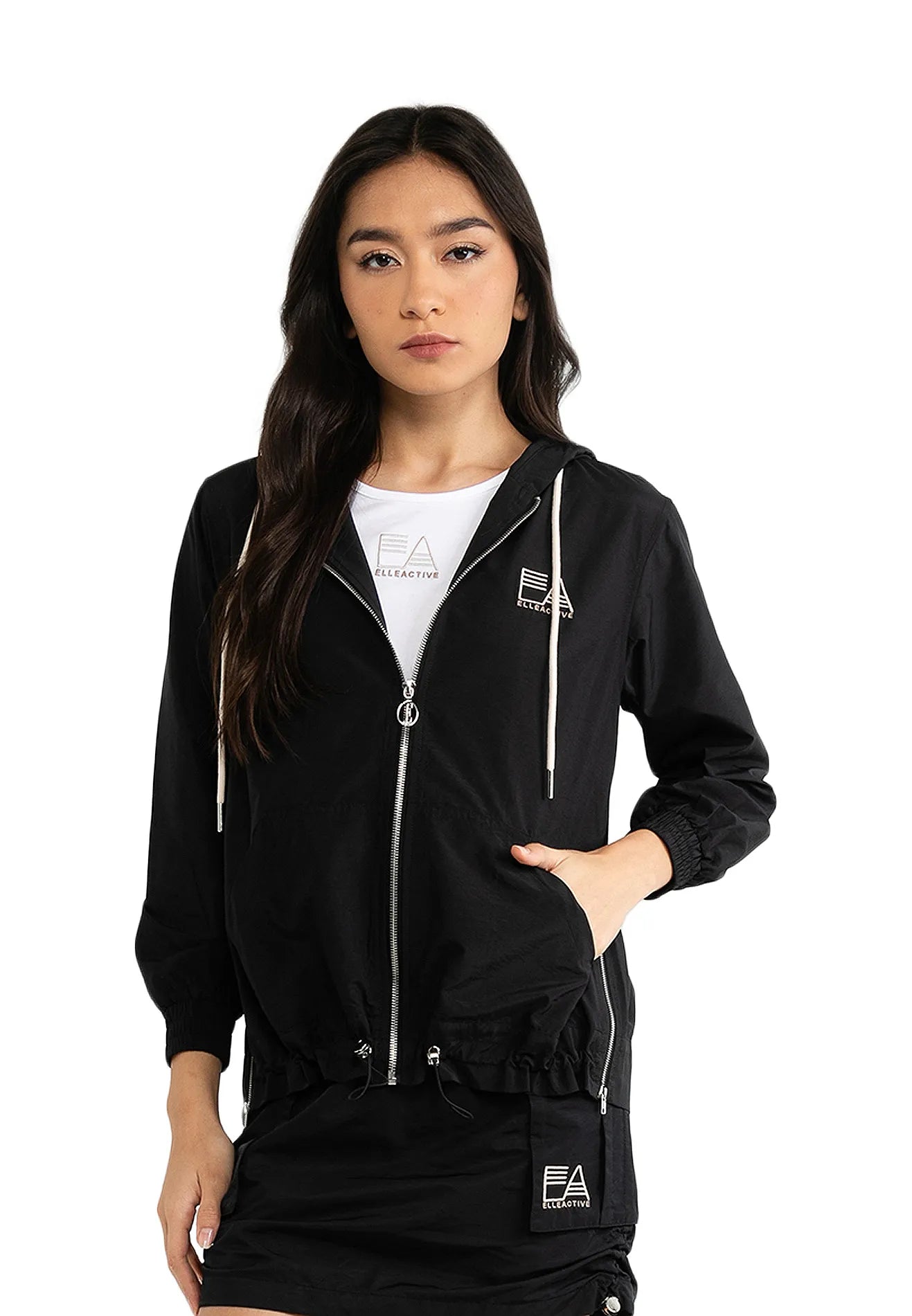 ELLE Active Full Zip Hooded Jacket With Logo