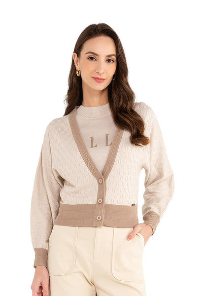 ELLE Appare Buttons Knitted Geometric Cardigan