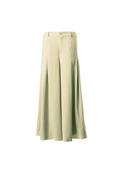DAISY By VOIR High-Rise Elastic Pleated Wide Leg Buttoned Culottes Pants