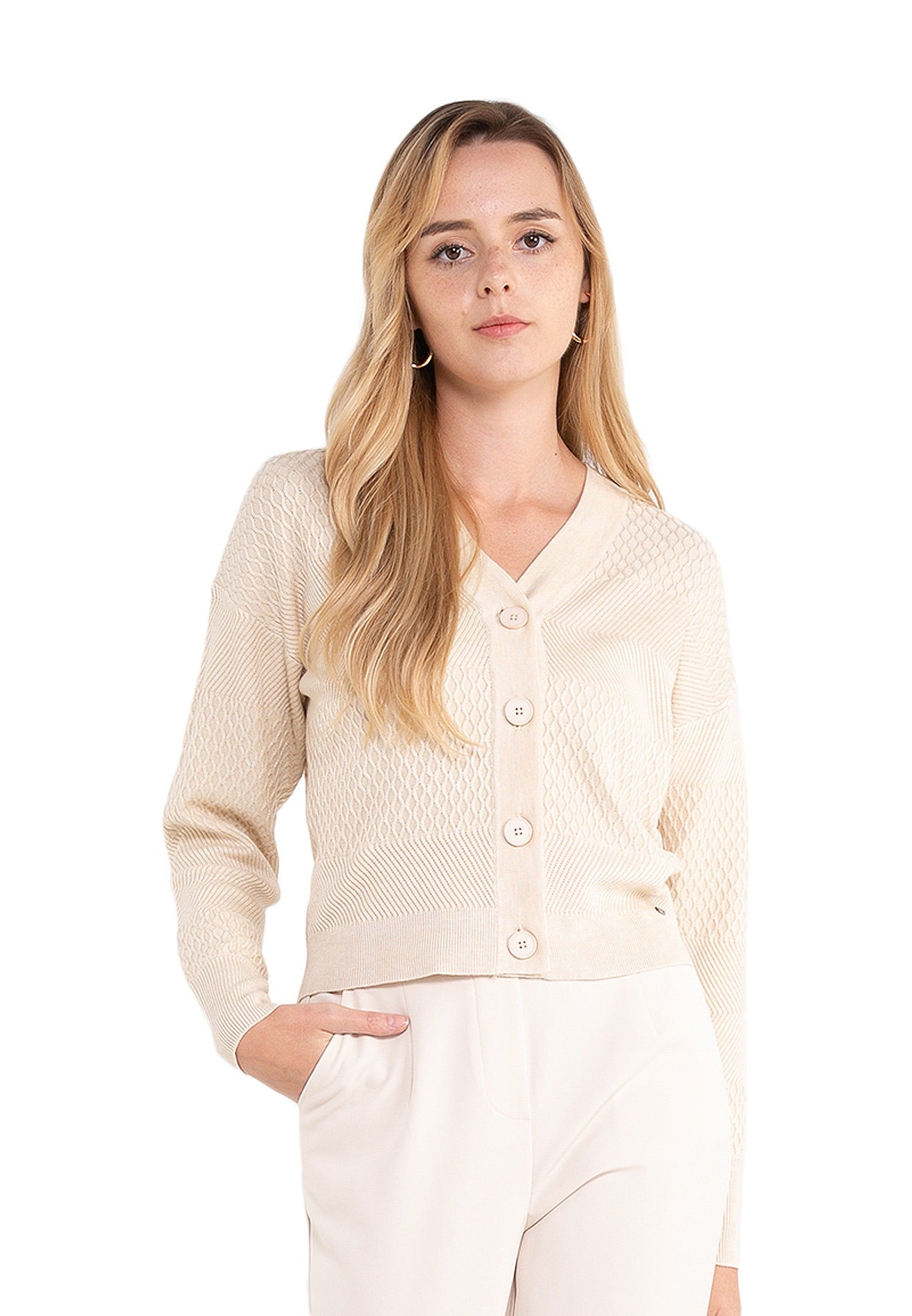 ELLE Apparel Button Up Relaxed Knit Cardigan