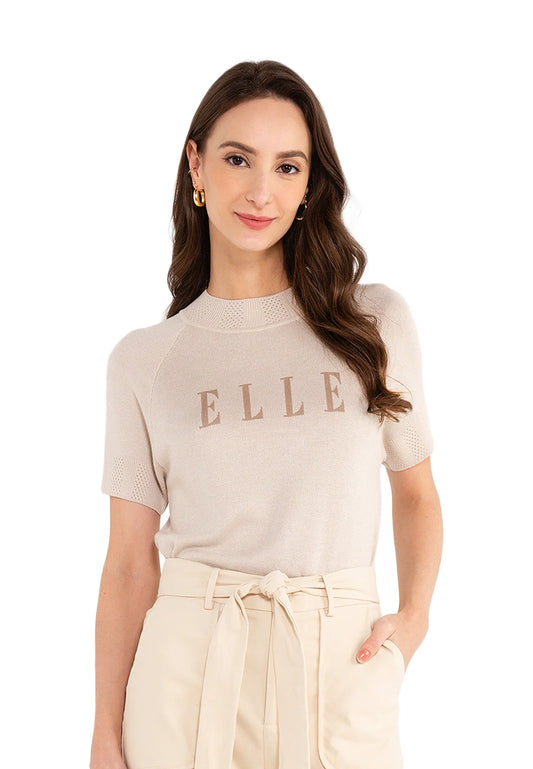 ELLE Apparel Knitted Crew Neck Logo Top