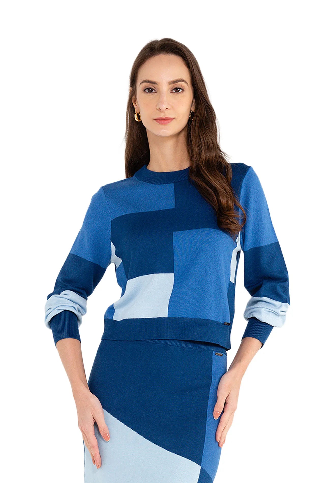 ELLE Apparel Knitted Color-Block Sweater