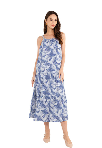 ELLE Apparel Tropical Printed Cami Midi Dress