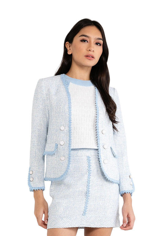 ELLE Apparel Chinese Knot Design Tweed Blazer