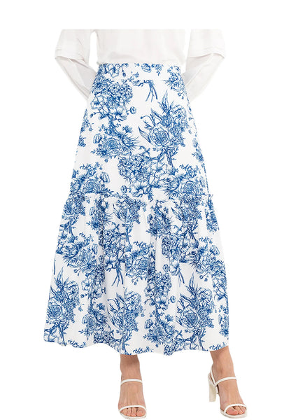 ELLE Apparel ELLE Apparel Floral Printed Ruffle Hem Maxi Skirt