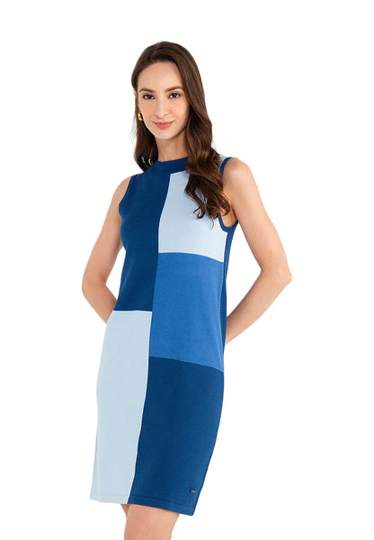 ELLE Apparel Color Block Sleeveless Knit Midi Dress