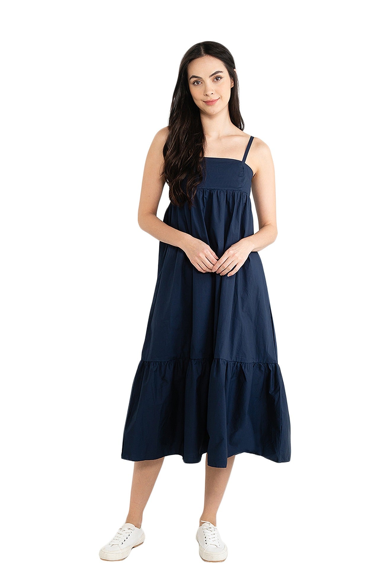VOIR JEANS Sleeveless Babydoll Flare Hemline Midi Dress