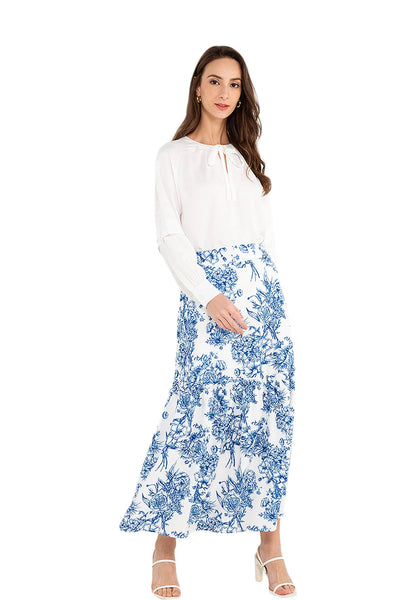 ELLE Apparel ELLE Apparel Floral Printed Ruffle Hem Maxi Skirt