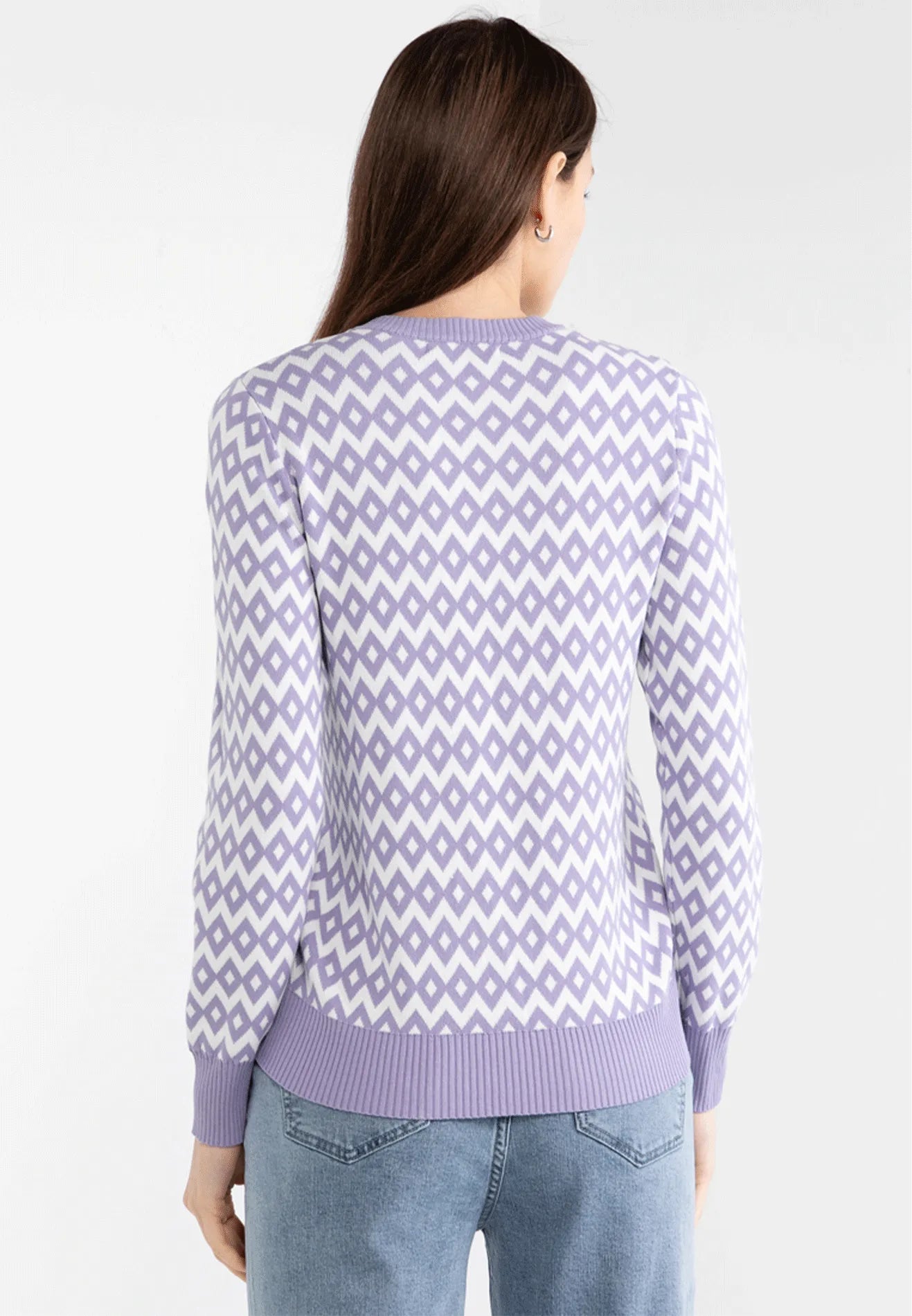VOIR JEANS Hey Summer Collection: Geometric Pattern Knitted Sweatshirt