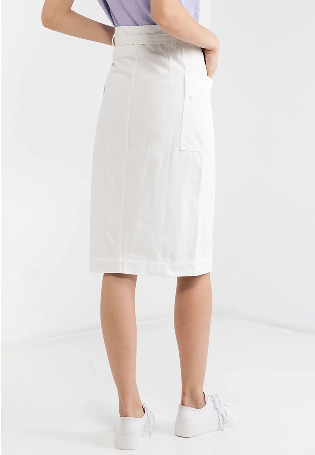 VOIR JEANS Hey Summer Collection: Paperbag Waist Belted Midi Skirt