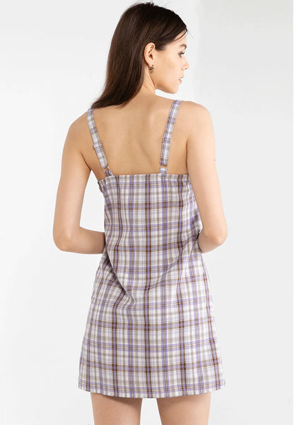 VOIR JEANS Hey Summer Collection: Spaghetti Strap Checked Mini Dress