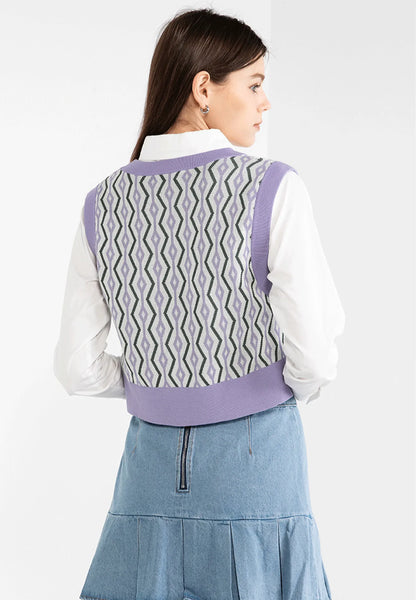 VOIR JEANS Hey Summer Collection: Geometric Pattern Knitted Vest