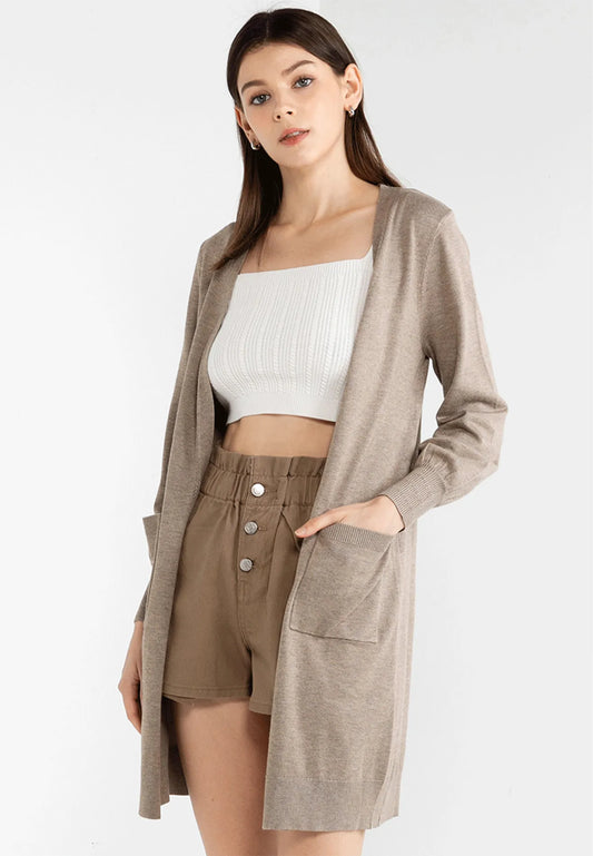 VOIR JEANS Hey Summer Collection: Open Front Knitted Long Cardigan