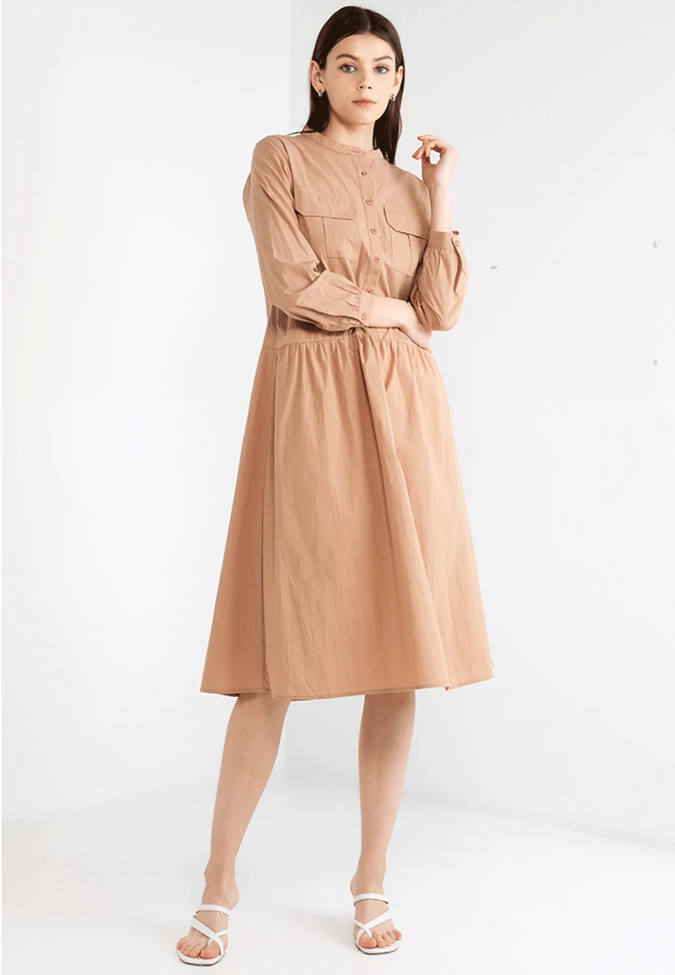 VOIR JEANS Hey Summer Collection: Midi Dress with Front Flap Pockets