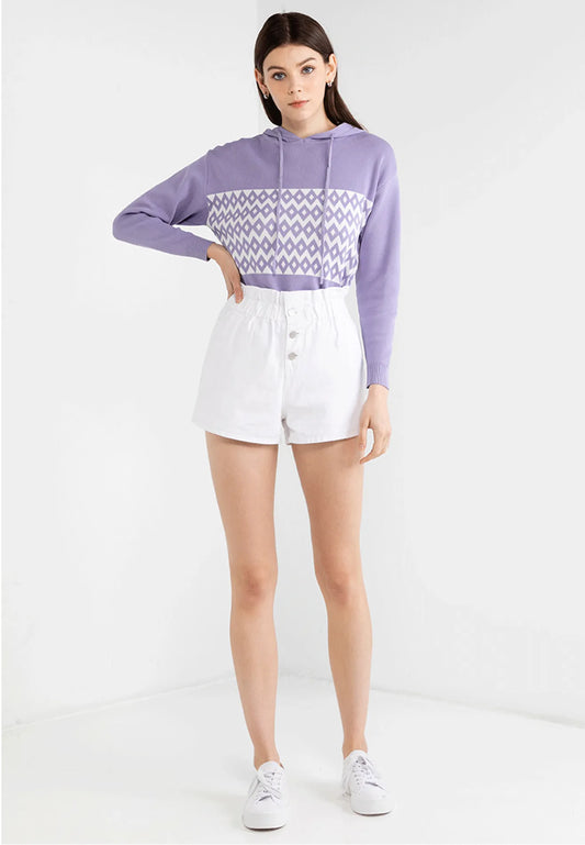 VOIR JEANS Hey Summer Collection: Paperbag Triple Buttons Shorts