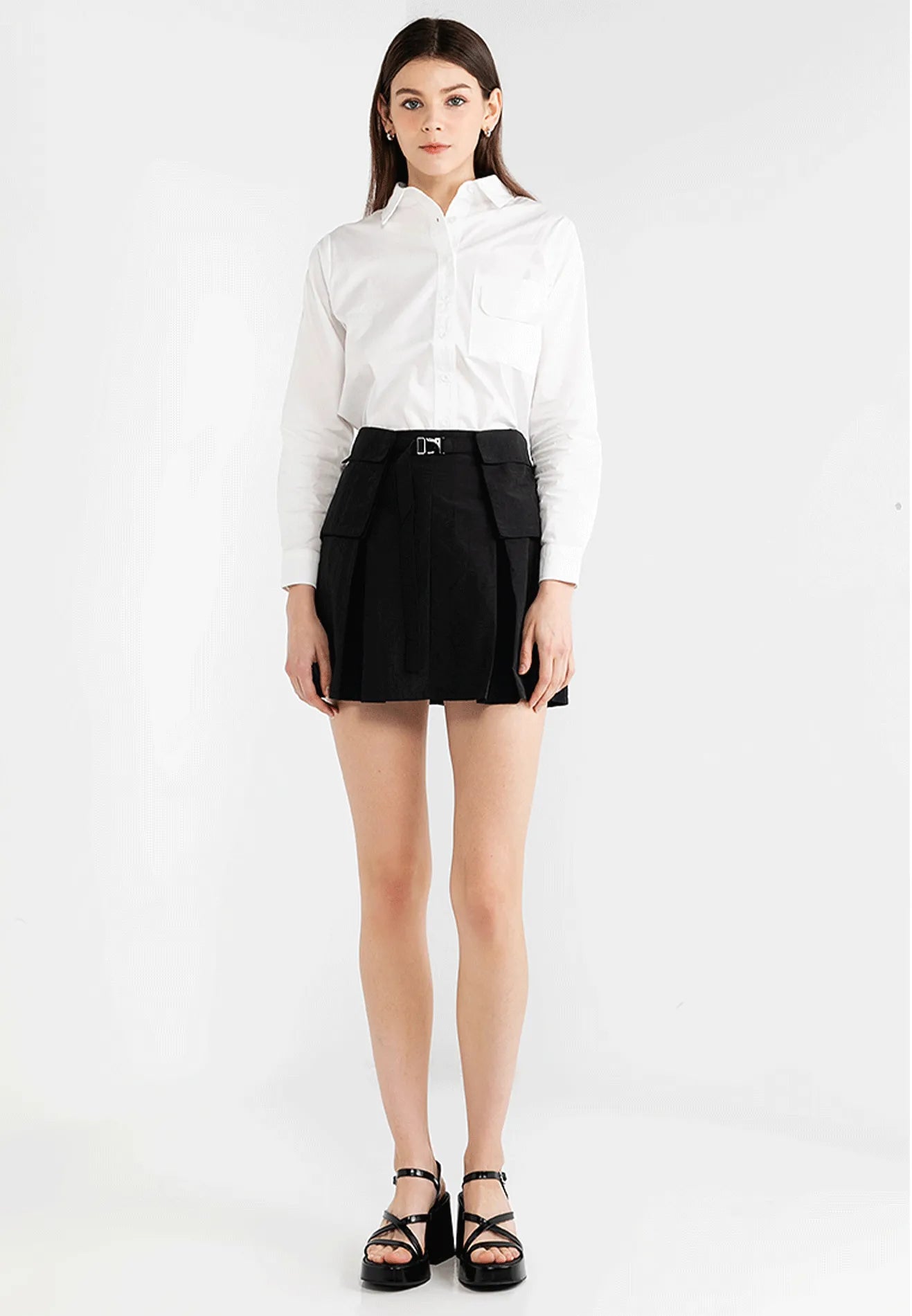 VOIR JEANS Hey Summer Collection: Flap Pocket Belted Cargo Mini Skirt