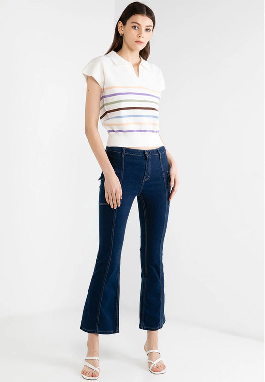 VOIR JEANS Hey Summer Collection: Denim Flap Pockets Flared Jeans