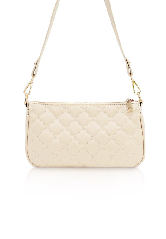 VOIR STELLA Crossed Quilted Zipper Shoulder Bag