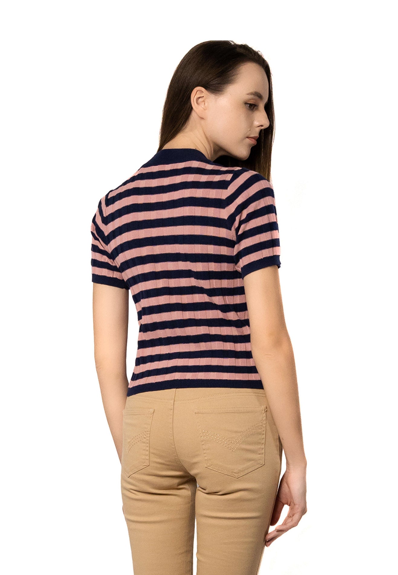 VOIR JEANS Striped Knitted Top