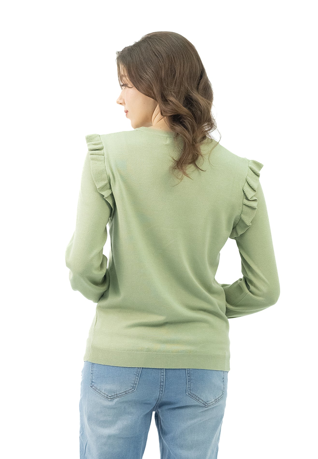 DAISY By VOIR Ruffles Trim Cable Knit Top