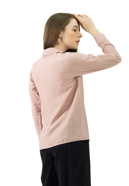 DAISY By VOIR Notched Neck Long Sleeves Blouse
