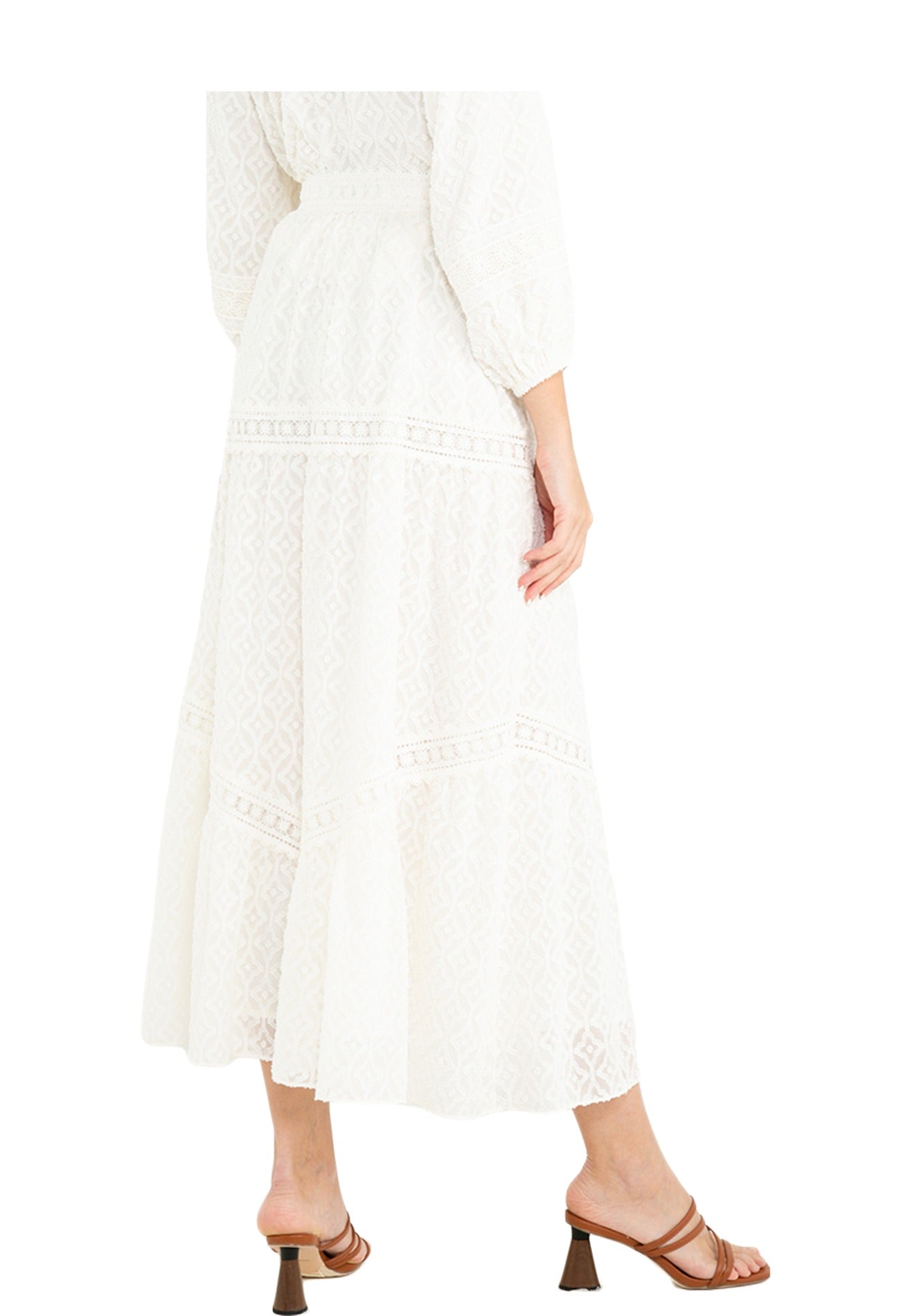 ELLE Apparel Tufted Lace Maxi Skirts