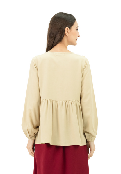 DAISY By VOIR Embroidered Ruffle Bib Pleated Blouse