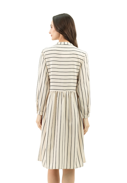 DAISY BY VOIR Striped Print Buttons Dress