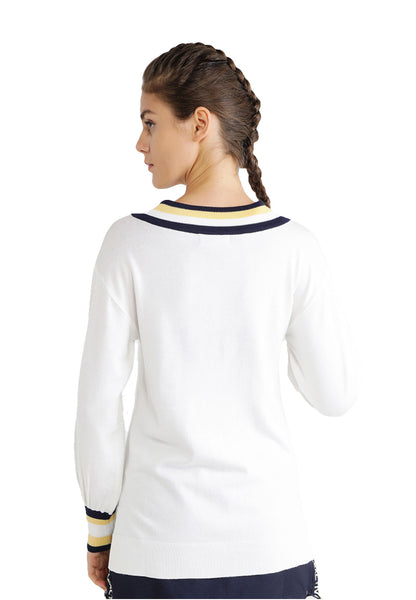 ELLE Active Striped Hi-Low Hem Yarn Knit Top
