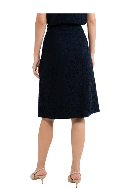 ELLE Apparel Floral Lace Split Hem Midi Skirt
