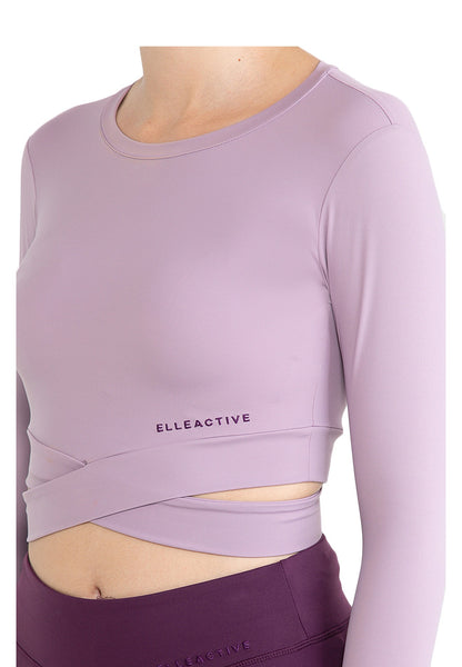 ELLE Apparel Active Long Sleeves Fitted Criss Cross Knot Yoga Top