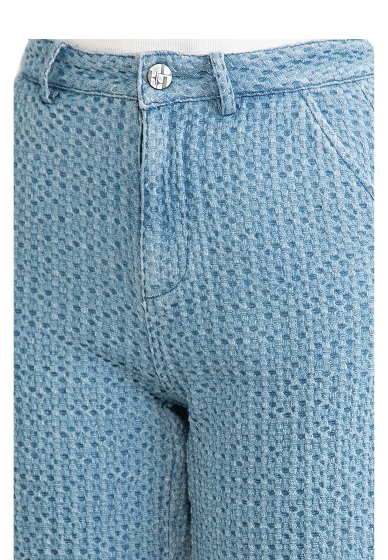 ELLE Apparel Textured Denim Crop Length Wide Leg Jeans