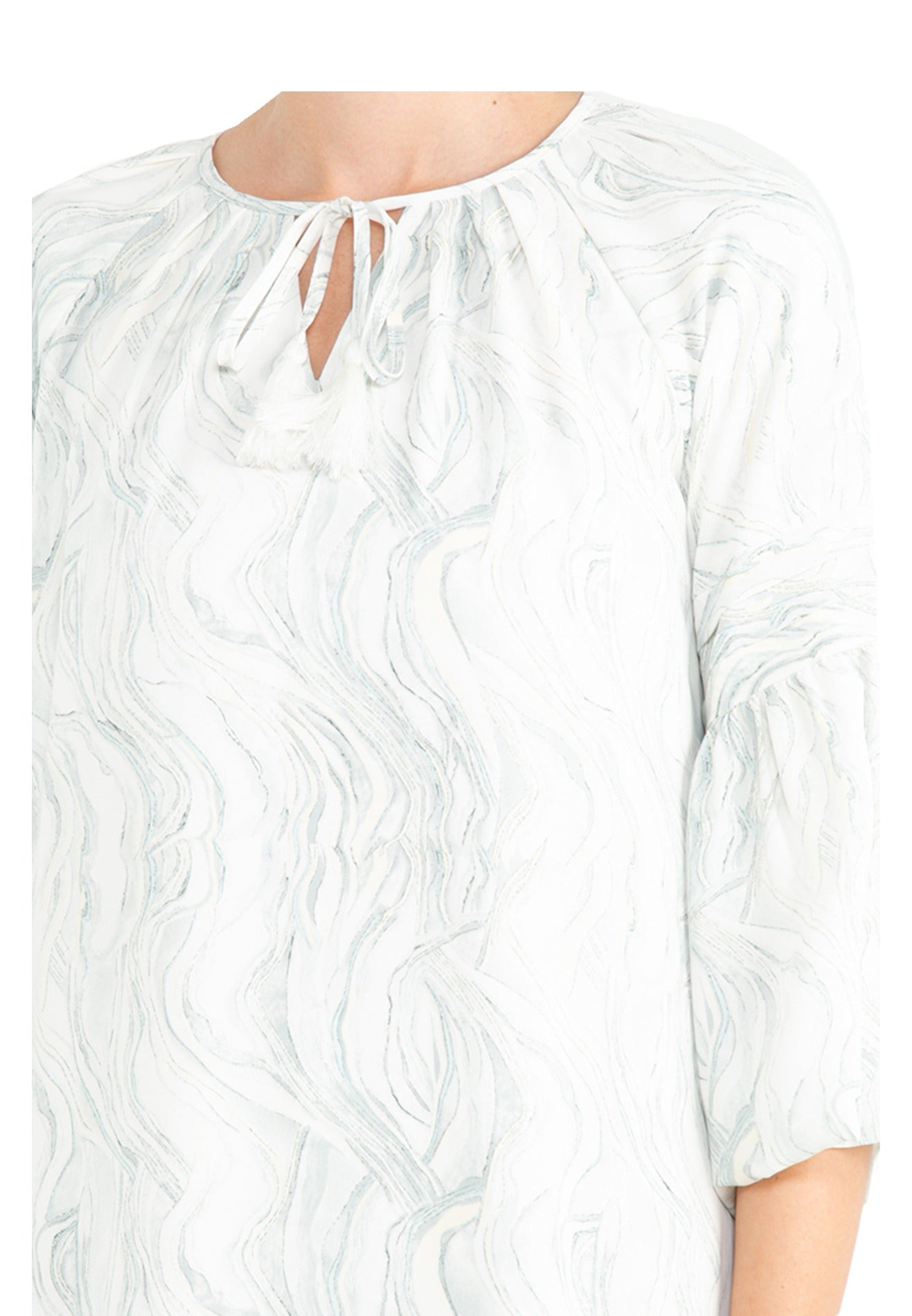 ELLE Apparel Bell Sleeves Front Tie Printed Maxi Dress
