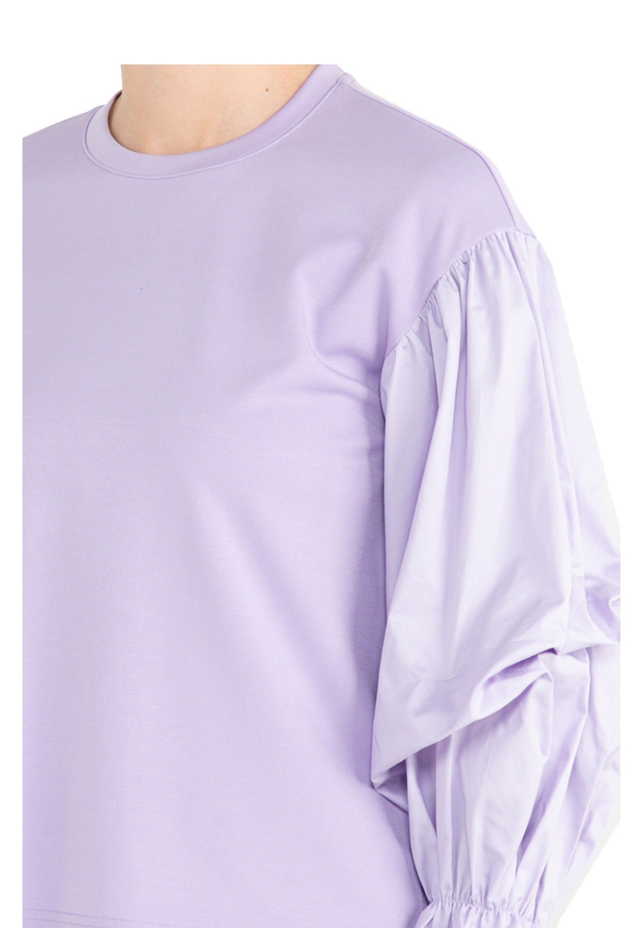 ELLE Apparel Puff Sleeves Knit And Poplin Top