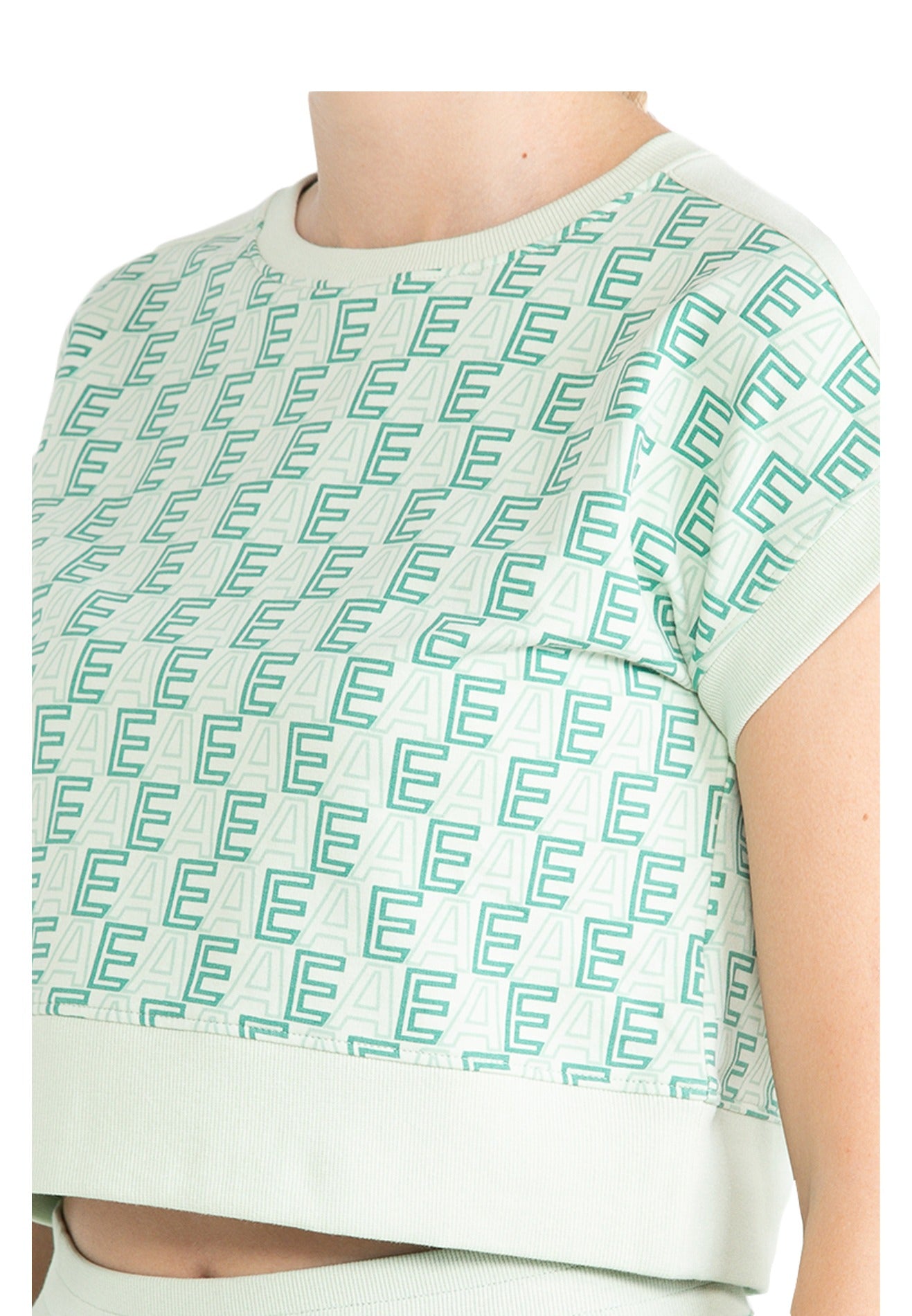ELLE Active All-Over Logo Monogram Cropped Top