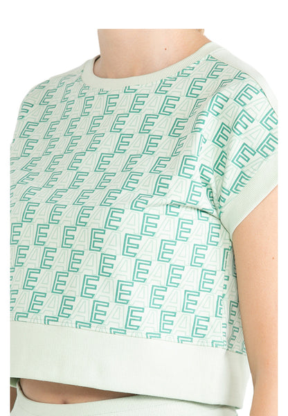 ELLE Active All-Over Logo Monogram Cropped Top