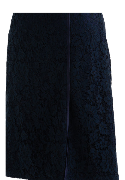 ELLE Apparel Floral Lace Split Hem Midi Skirt