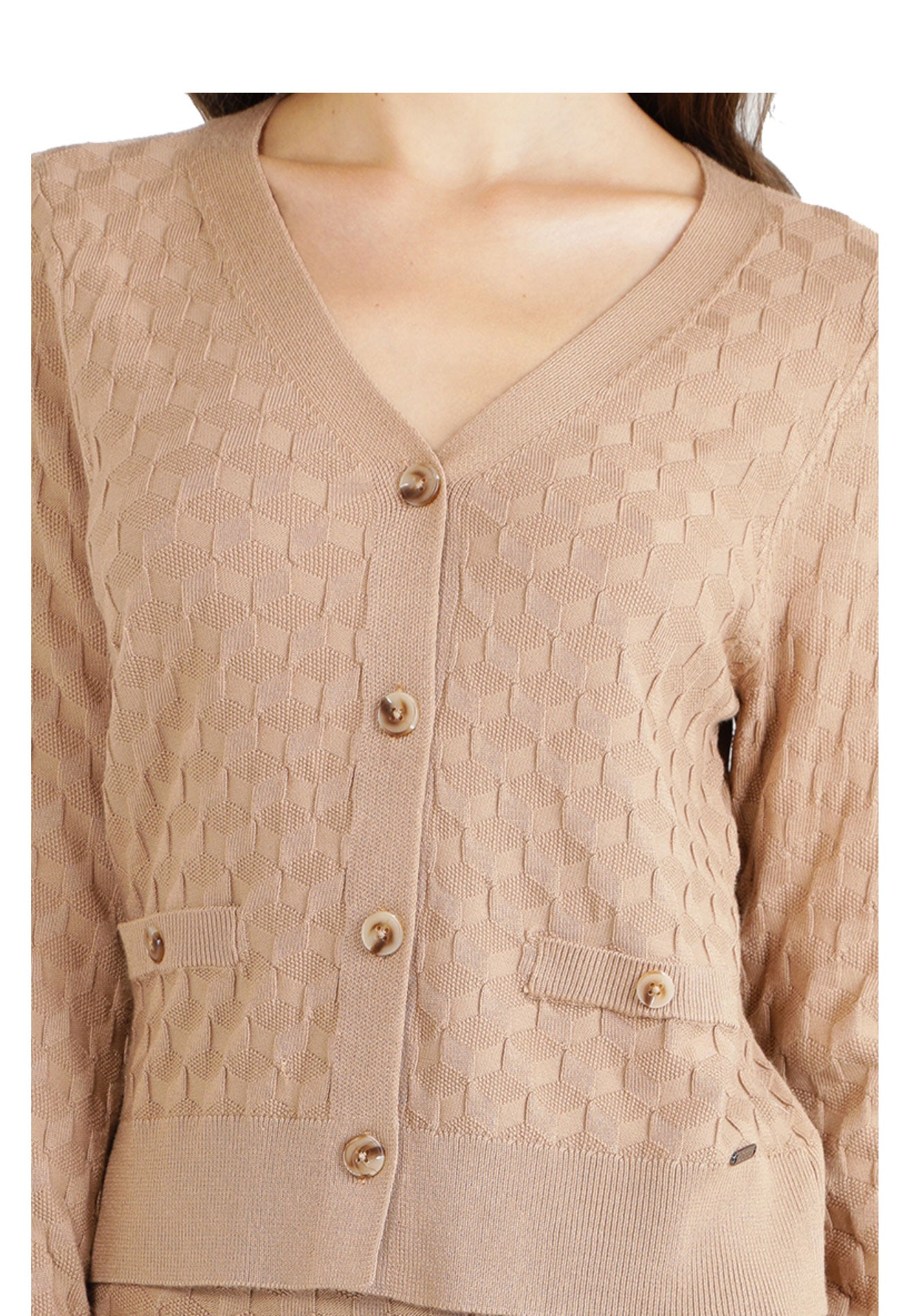 ELLE Apparel V-Neck Button Down Short Cardigan