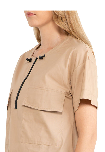 VOIR JEANS Front Patch Pocket Drawstring Hem Top